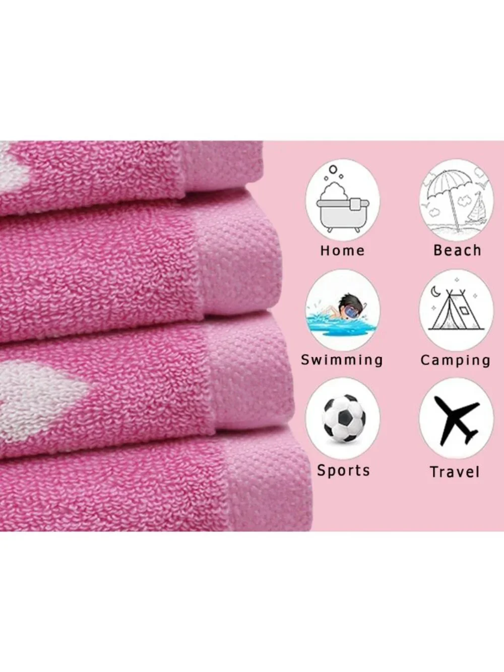 6-Piece Kids Towel Set - Soft 100% Cotton Jacquard Bath Towels for Fun Bathrooms